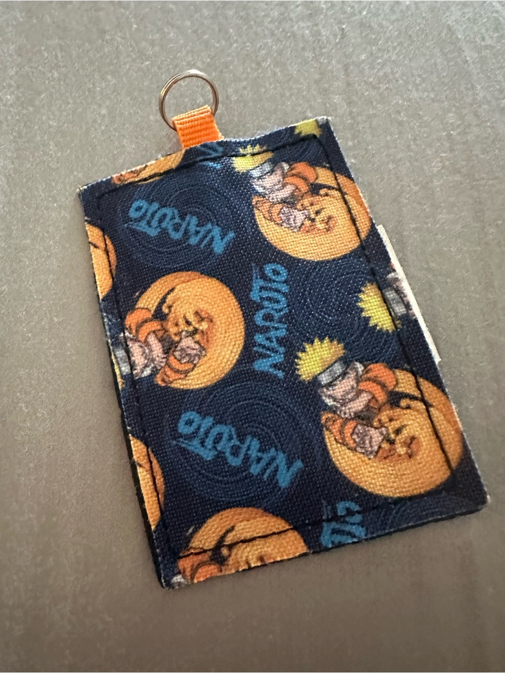 Naruto Themed Fabric Card Holder with Orange Accent